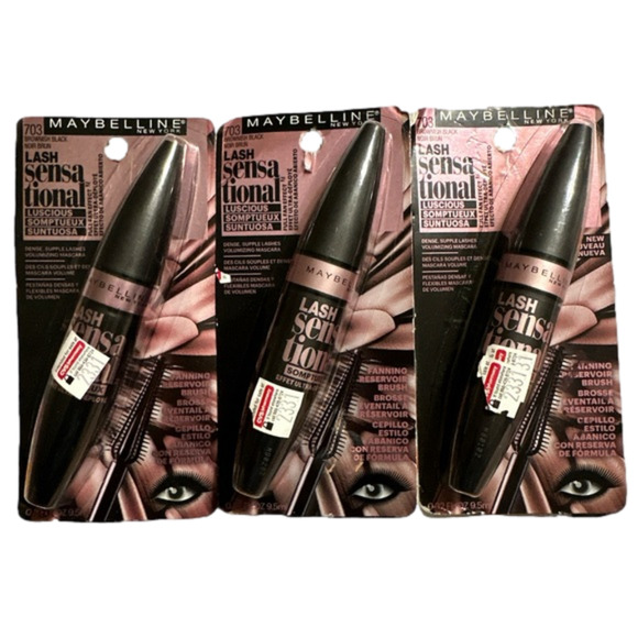 New‎ 3 Maybelline Lash Sensational Luscious Mascara 703 Brownish Black - Picture 1 of 2